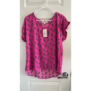 NWT Pink Rose Pineapple Top
